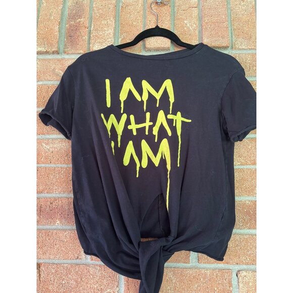 Zara Trafaluc Black "I Am What I Am" Tie-Back T-Shirt S Cotton Blend - Picture 2 of 10